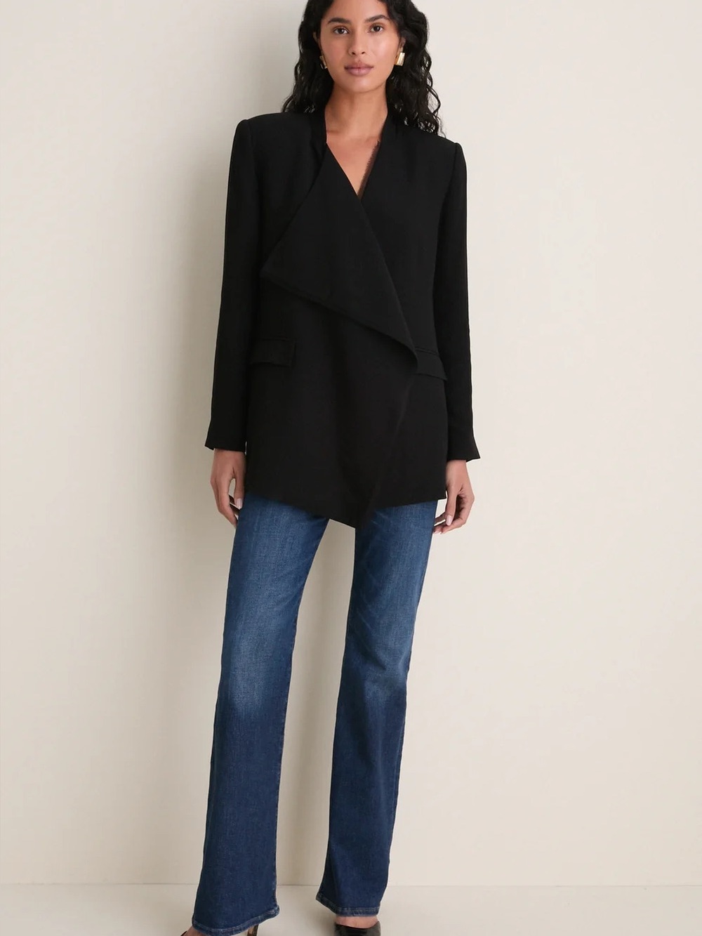 Ulla Johnson Noir Elea Draped Jacket Crepe Blazer Sz 6